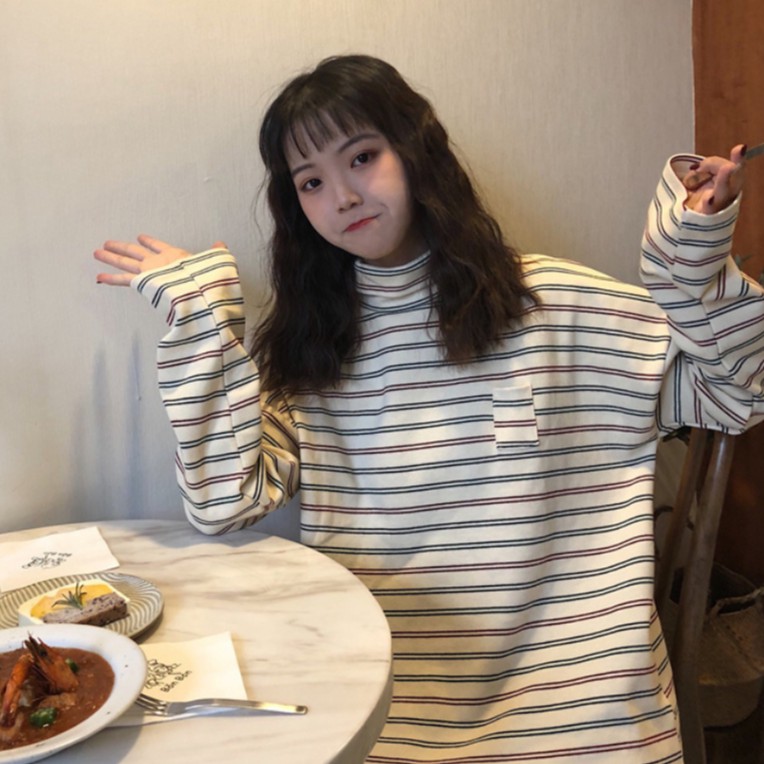 Áo thun dài tay sọc ngang phong cách Hàn Quốc | BigBuy360 - bigbuy360.vn