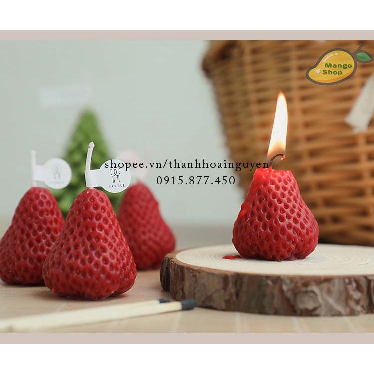 Set Nến Sáp Thơm Quả Dâu Tây Nhỏ Xinh Decor Trang Trí Kèm Hộp Xinh Xắn