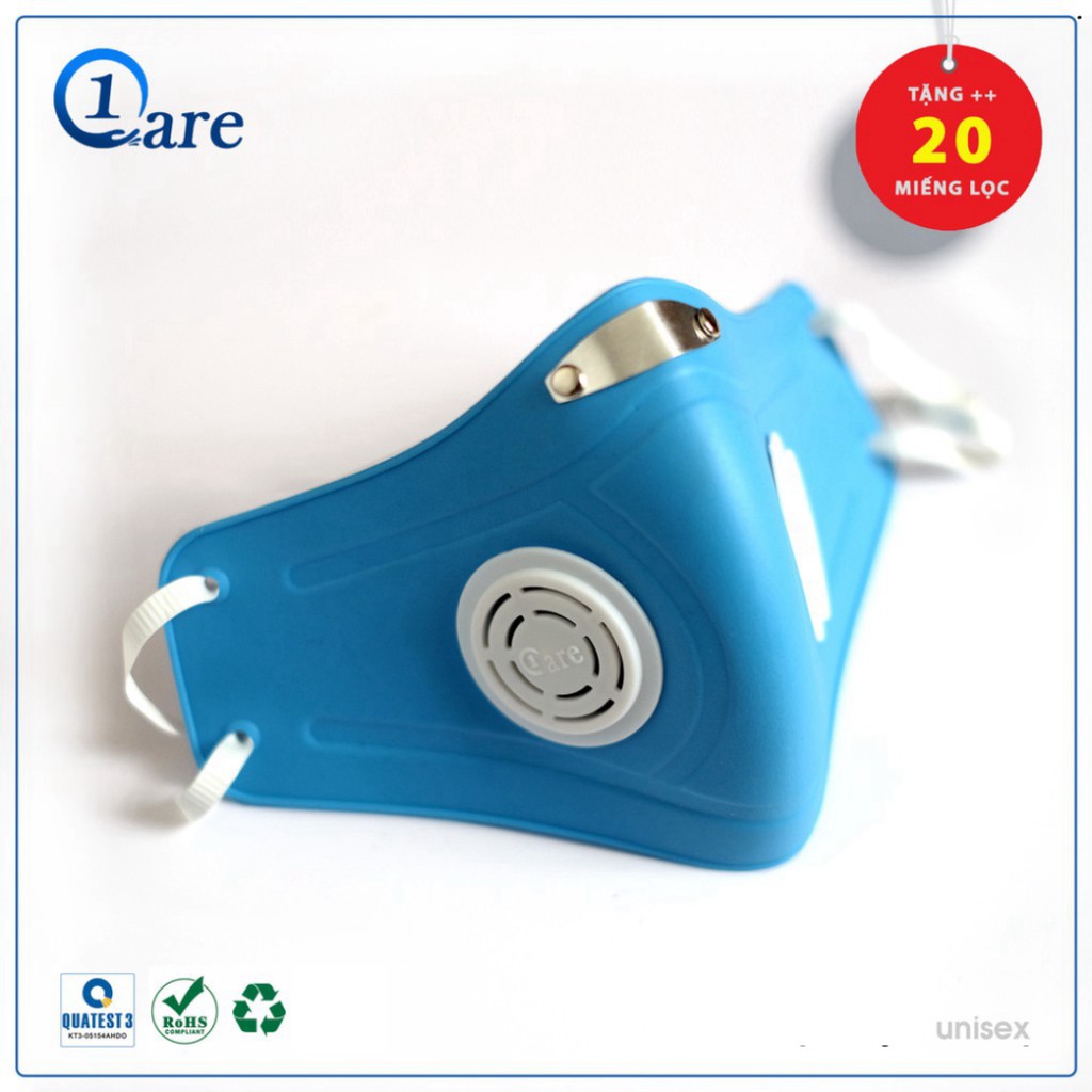 Khẩu trang nhựa đa năng 1Care Pro lọc bụi mịn PM5.0, kháng nước chống nắng 100%. Khẩu trang nhựa màu