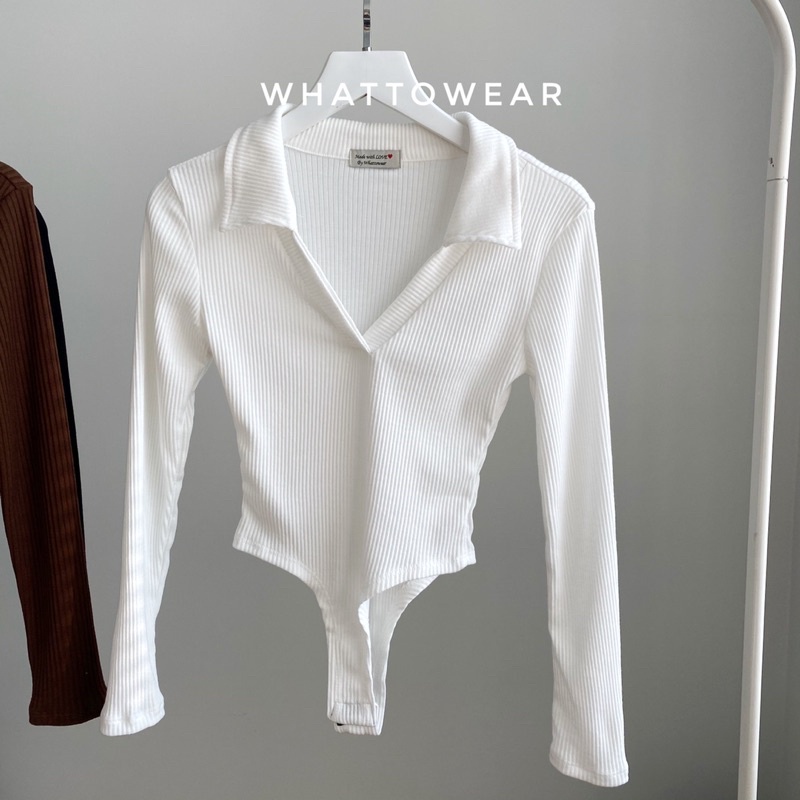 ✽℗Bodysuit cổ polo tay dài thun gân len | BigBuy360 - bigbuy360.vn