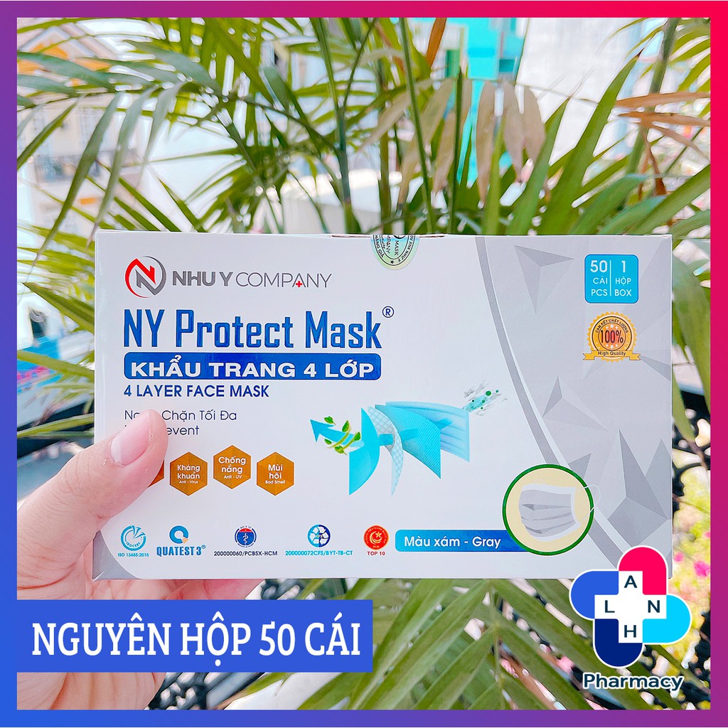 Khẩu trang y tế 4 lớp Như Ý màu xám - NY Protection Mask.
