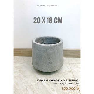Chậu Xi Măng Đá Mài Thúng 20x18cm