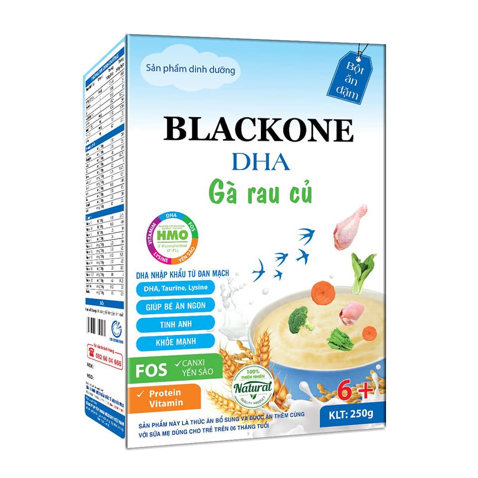 Bột ăn dặm bổ sung yến sào, DHA  cho trẻ từ 6 tháng tuổi Black One (Bò rau củ) hộp 250g