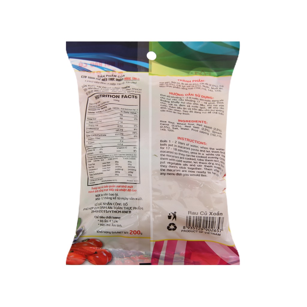 Nui rau củ xoắn Lotus gói 200g