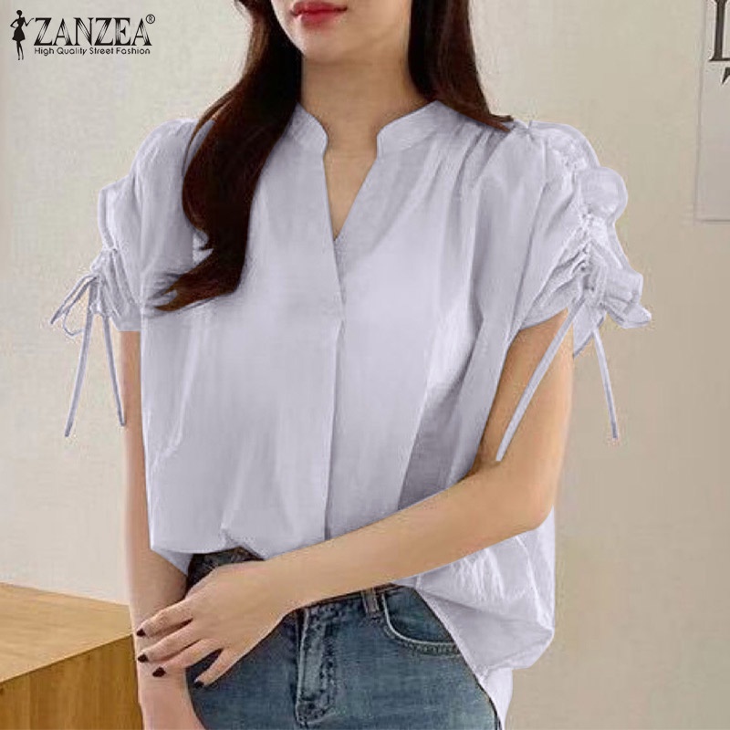 Zanzea Áo Tay Ngắn Cổ Chữ V Phong Cách Hàn Quốc Thời Trang Cho Nữ