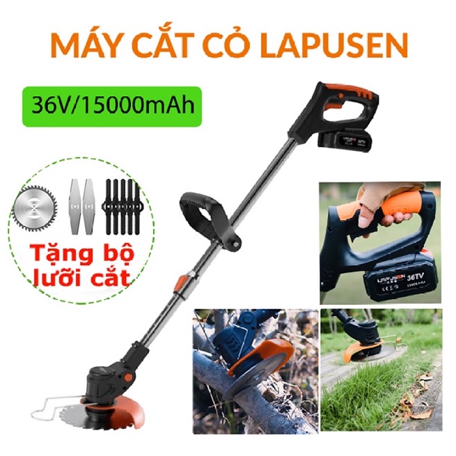 Máy cắt cỏ cầm tay không dây sử dụng pin chính hãng LAPUSEN 2 PIN Tặng 8 lưỡi cưa