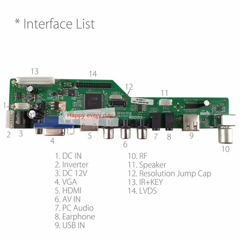 HD8503 No Need Firmware T.HD8503.03C Driver Board Free Program Universal LCD Controller Board TV Motherboard TV/AV/PC/HDMI/USB Media Built in 5 OSD Games Support 1920x1080