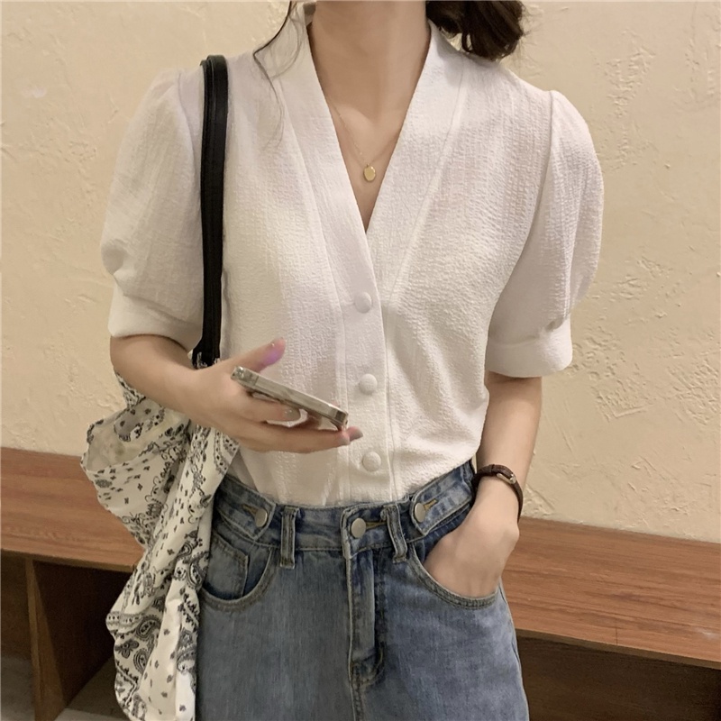 [SẴN] Áo croptop kiểu sơ mi nữ ngắn tay Ulzzang Quảng Châu ASC1