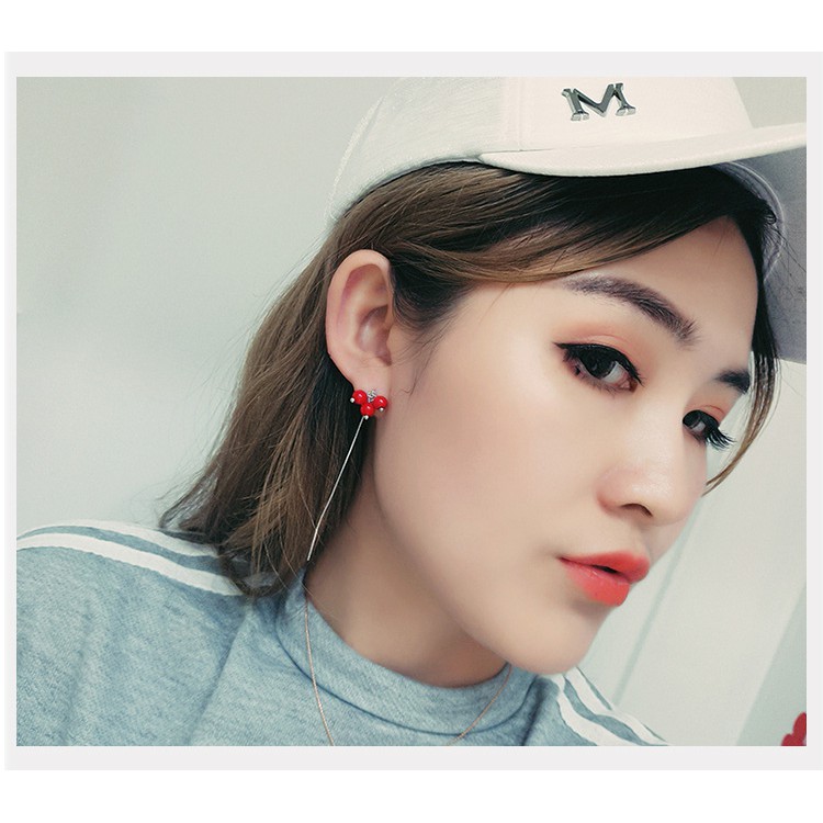 Khuyên tai 3 hạt đỏ