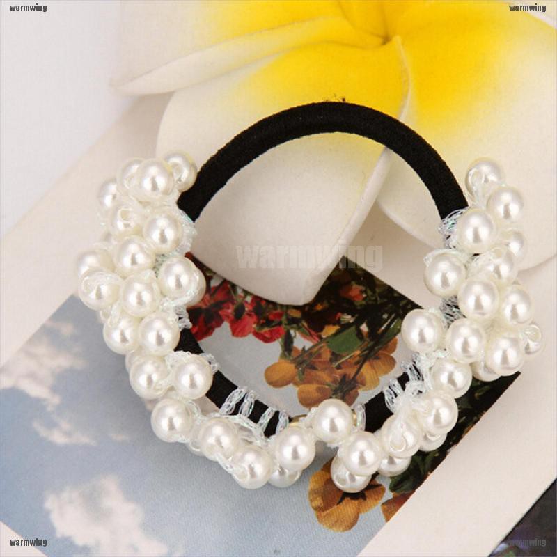 Bộ 2 Dây Cột Tóc Cao Su Co Giãn Đính Ngọc Trai Cho Nữ