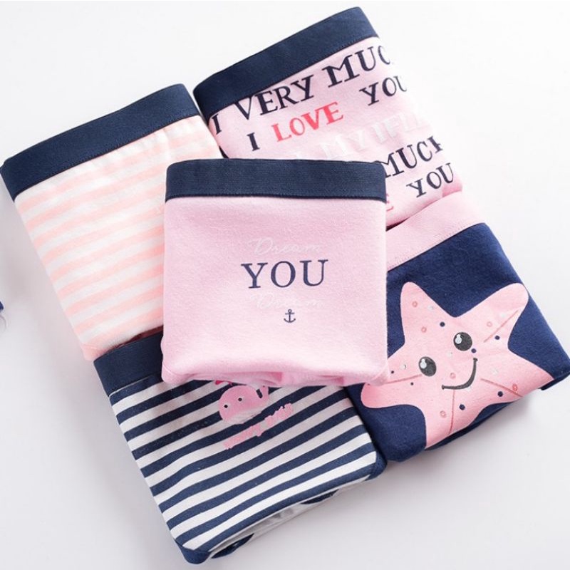 Quần lót nữ cute sét 4 quần chíp dễ thương cho bé size đại đồ lót trẻ em từ 39-58kg XS11