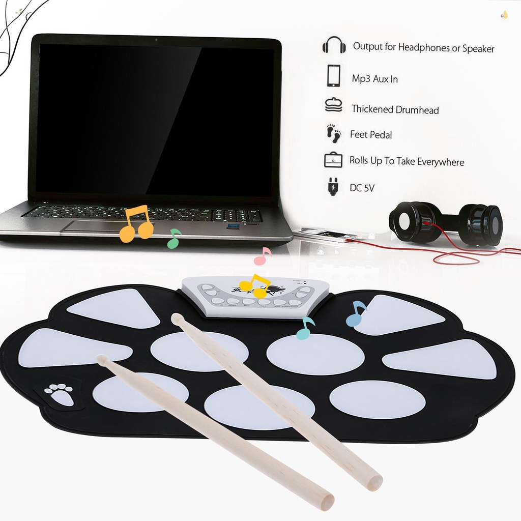 Miếng Đệm Trống Điện Tử Bằng Silicon Có Thể Gấp Gọn Tiện Lợi