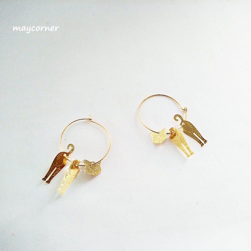 khuyên tai tròn cao cấp mạ 925 bản meo meo lạ mắt 56