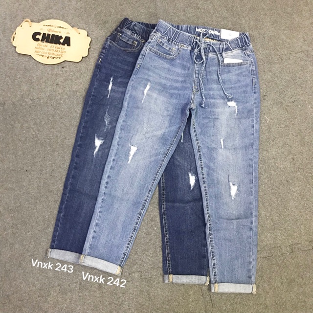 quần JEAN chun vnxk xịn chuẩn tag hàng xuất khẩu chất co dãn dáng boyfriend