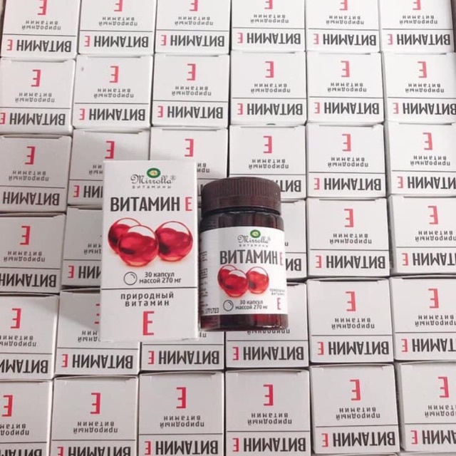 𝐕𝐢𝐭𝐚𝐦𝐢𝐧 𝐄 đỏ của Nga Giúp đẹp da và chống lão hoá Hộp 30 viên -Tặng xà phòng trắng da Thái lan