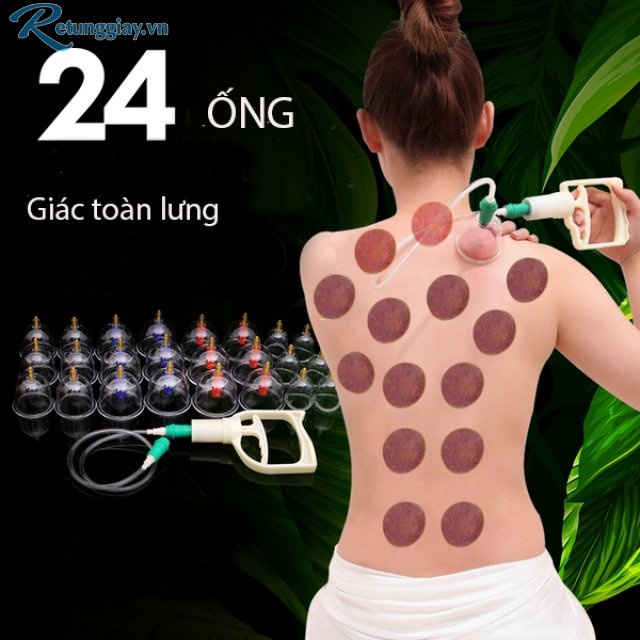 Bộ giác hơi không dùng lửa Loai Xịn 24 ống giúp giảm đau nhức, đào thải đọc tố