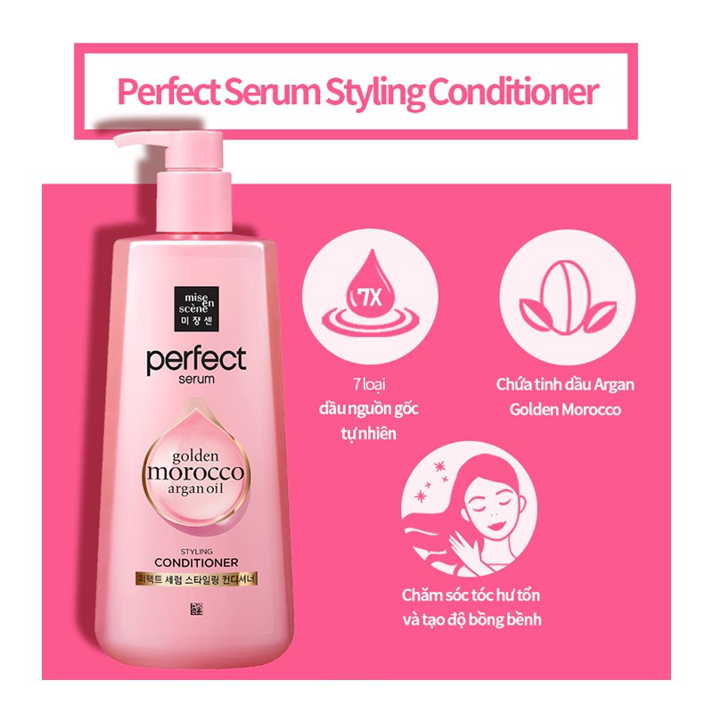 Dầu Gội Và Xả Mise En Scene Perfect Serum Shampoo And Conditioner 680ml