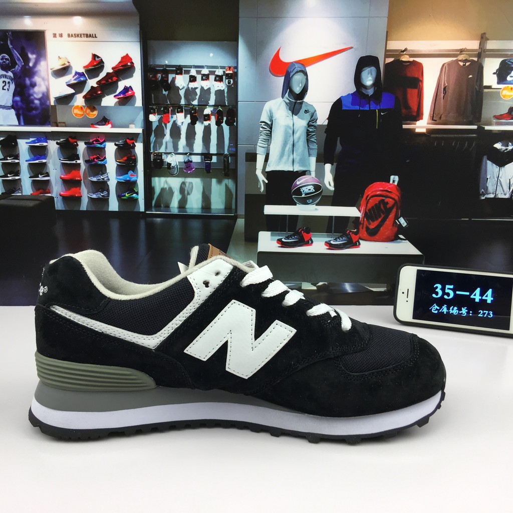 new balance 574 nb574 black white running sport shoes for men and women 36-44 ori 2019