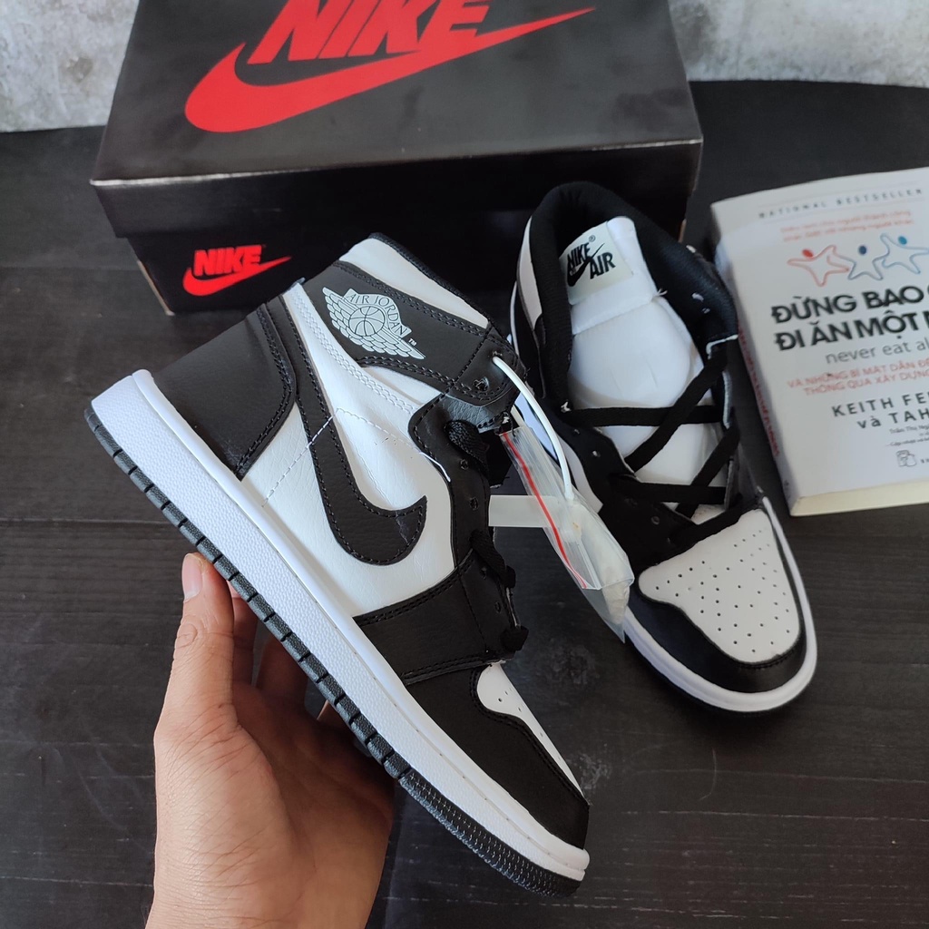 Giày thể thao Jordan 1 đen trắng cao cổ, Giày sneaker JD1 High Panda nam nữ siêu hot Tặng Box Bill