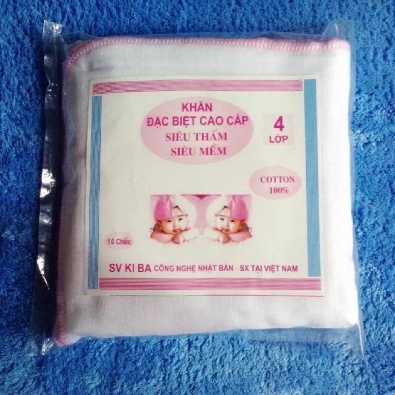 Khăn sữa xô Kiba, Xuất Nhật cho béFREESHIP 2-3-4 lớp hàng Việt Nam (túi 10 khăn)
