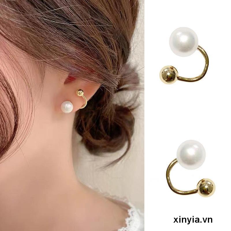 Bông Tai Mạ Bạc 925 Đính Ngọc Trai Đơn Giản Cá Tính Dành Cho Nữ