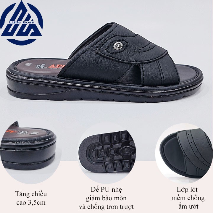 Dép da nam quai ngang thời trang cáo cấp Little Boss dép sandal nam đế cao SD-02