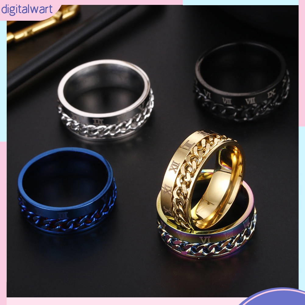 Nhẫn Thép Titan Khắc Số La Mã Thời Trang Cho Nam Và Nữ