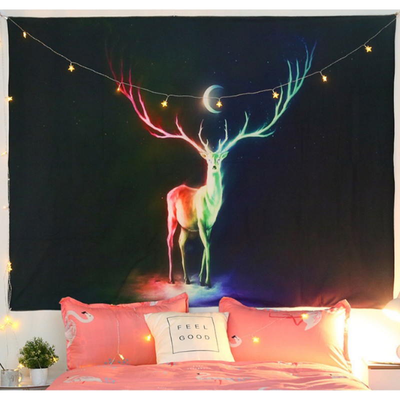 [HÀNG ĐẸP] Tranh vải treo tường hình cô gái trang trí phòng ngủ (1m5 x 1m3, TẶNG đèn + móc treo)
