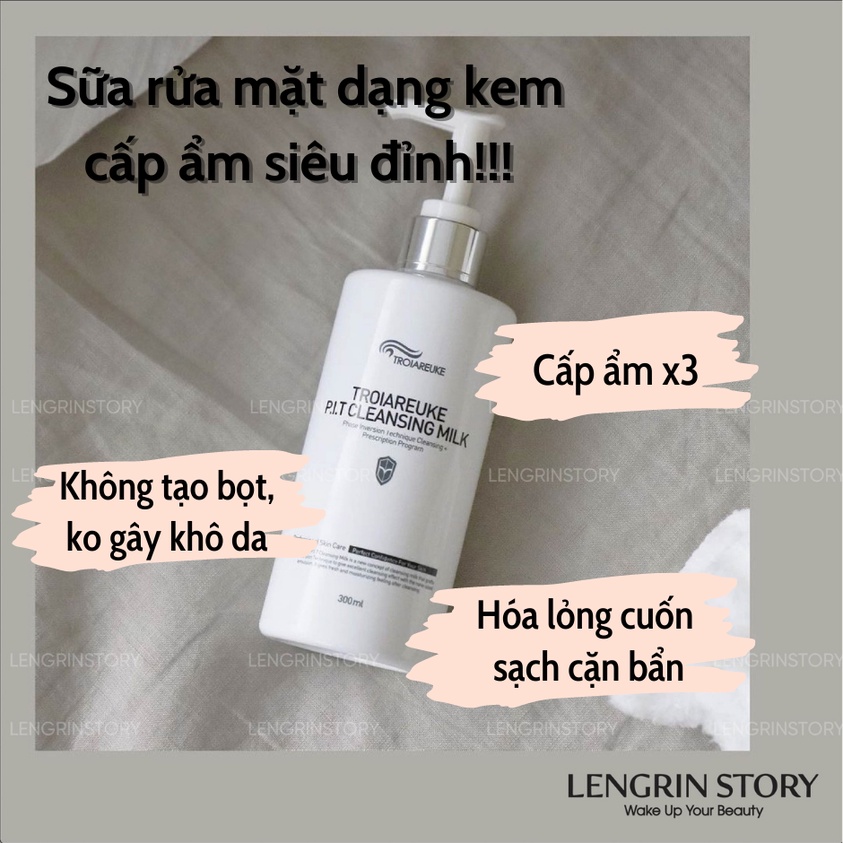Sữa rửa mặt dưỡng ẩm sâu Troiareuke P.I.T Cleansing Milk giúp làm mềm da thô ráp