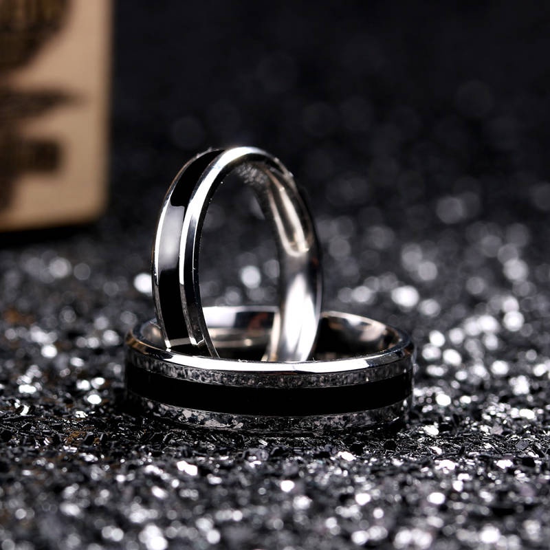 Nhẫn thép vonfram màu đen phong cách Hàn Quốc đơn giản thời trang cho nam