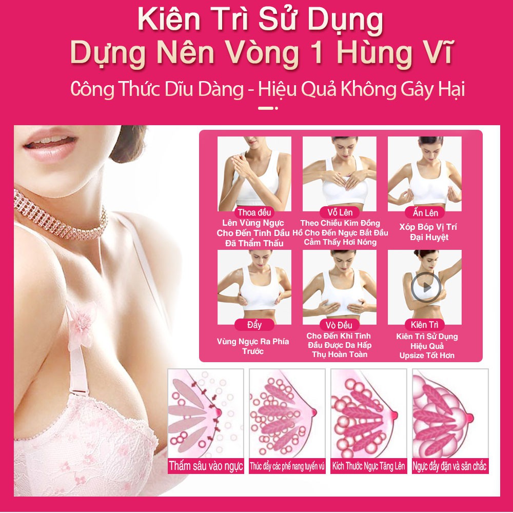 QIANSOTO Tinh Dầu Upsize Tăng Ngực Nở Ngực Giúp Săn Chắc &amp; Tăng Vòng 1 Upsize Hiệu Quả 40ml (Có Che Tên)