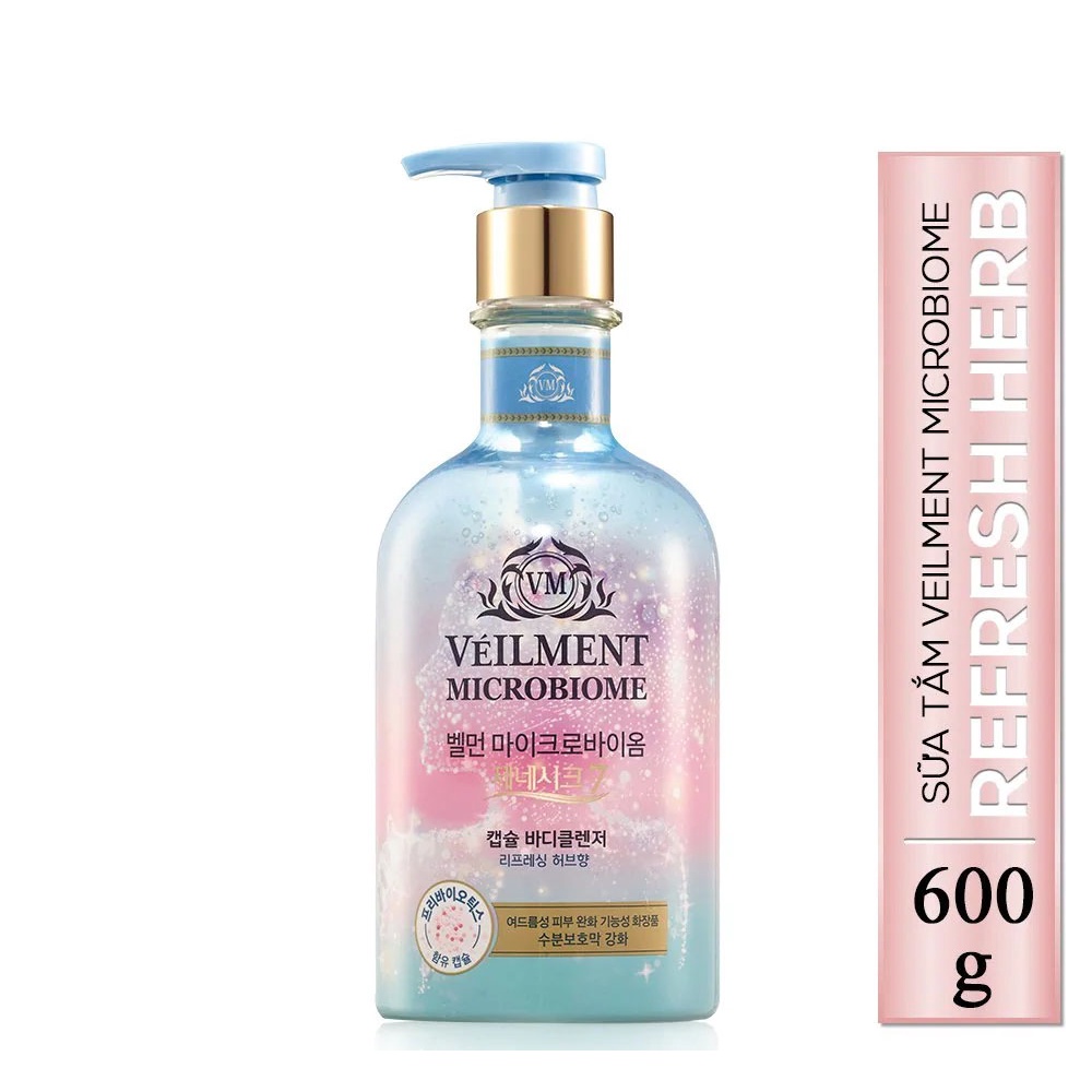 Sữa Tắm Hạt Veilment On The Body Microbiome Dưỡng Ẩm Và Làm Sáng Da Hương Refreshing Herb 600g