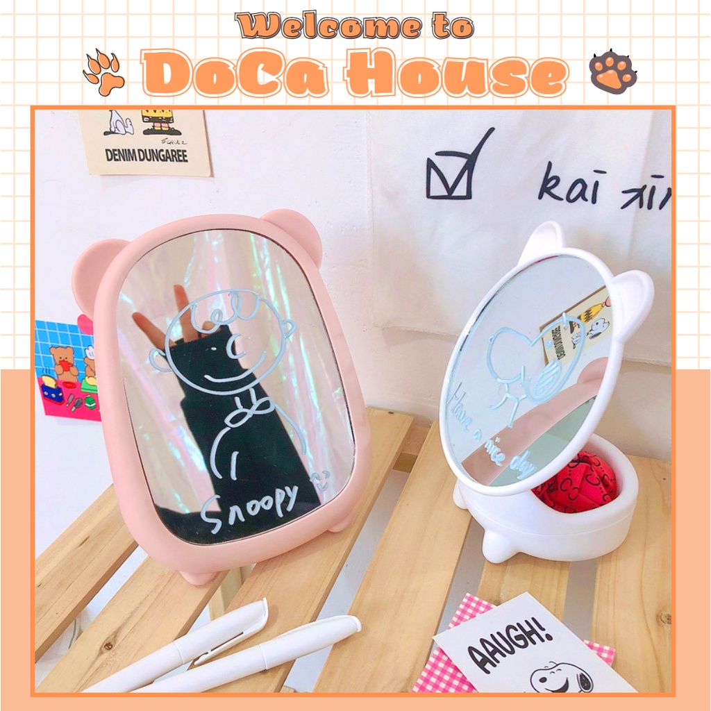 Gương trang điểm để bàn tai gấu siêu xinh - DoCa