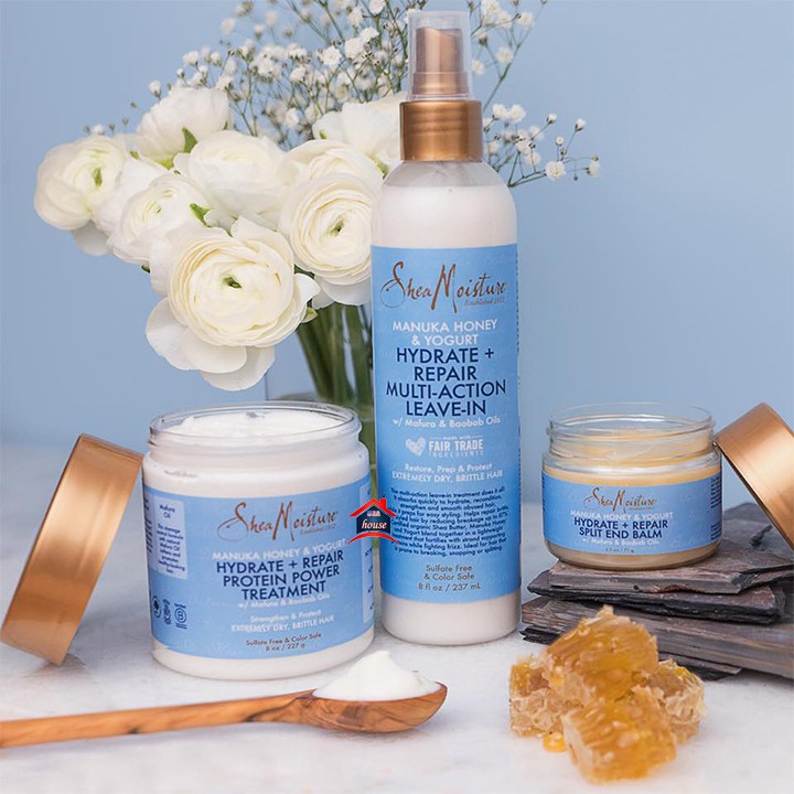 Combo dầu gội,xả và dưỡng tóc Shea Moisture Manuka Honey And Yogurt Hydrate Repair