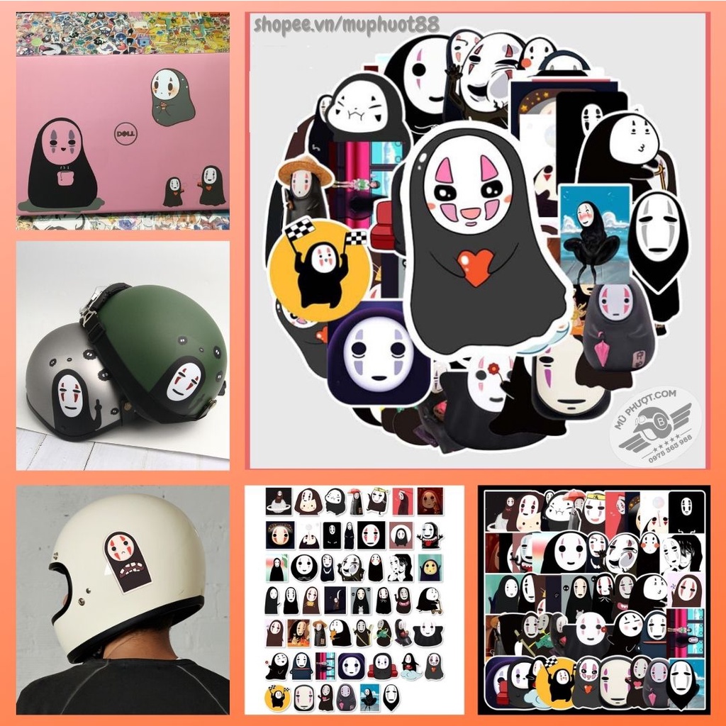 [Set 50 Cái] Sticker in hình vô diện dễ thương dán trang trí laptop, mũ nón bảo hiểm, vali, xe ga, ván trượt - MP.012