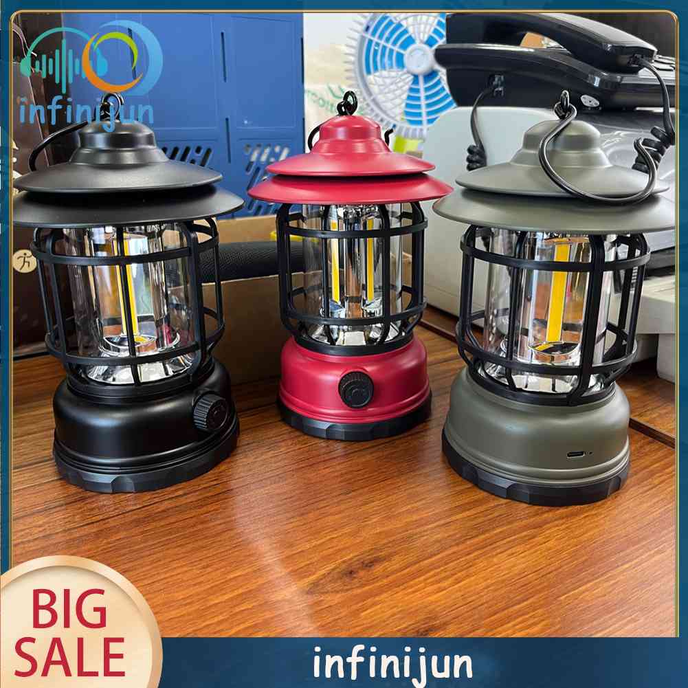 Đèn Để Bàn Sạc Cổng USB Dùng Khi Cắm Trại Ngoài Trời Phong Cách Retro