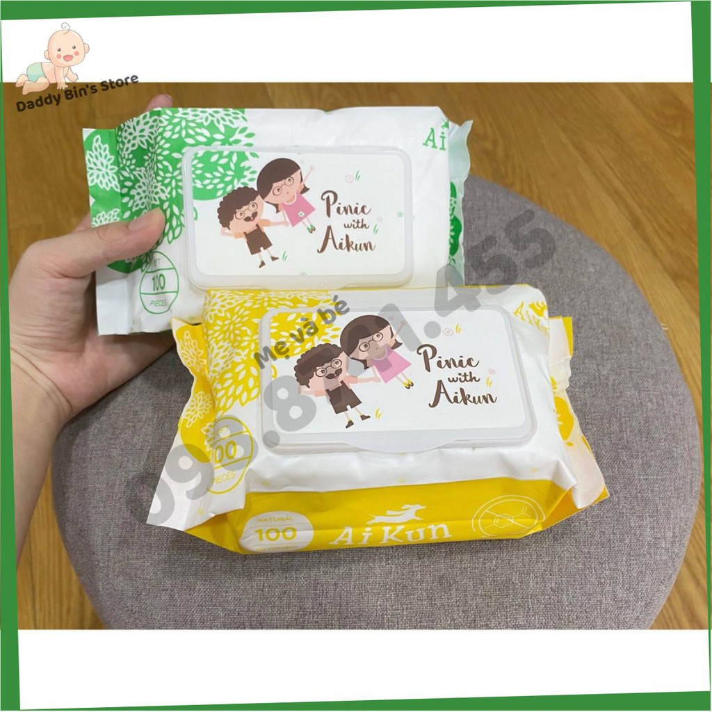 KHĂN ƯỚT AIKUN CHO BÉ 100 TỜ