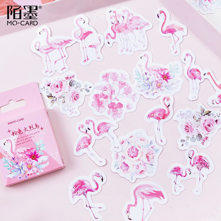 Bộ sticker/ Hình dán Kiểu Dáng Chim Hồng Hạc (46 Hình)