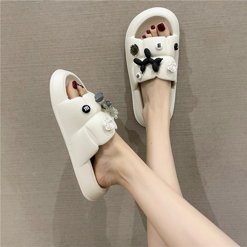 Dép lê nữ quai ngang đế đúc cao 3p thời trang unisex bánh mỳ TẶNG KÈM STICKER Brearbrick ngộ nghĩnh Hottrend 2022
