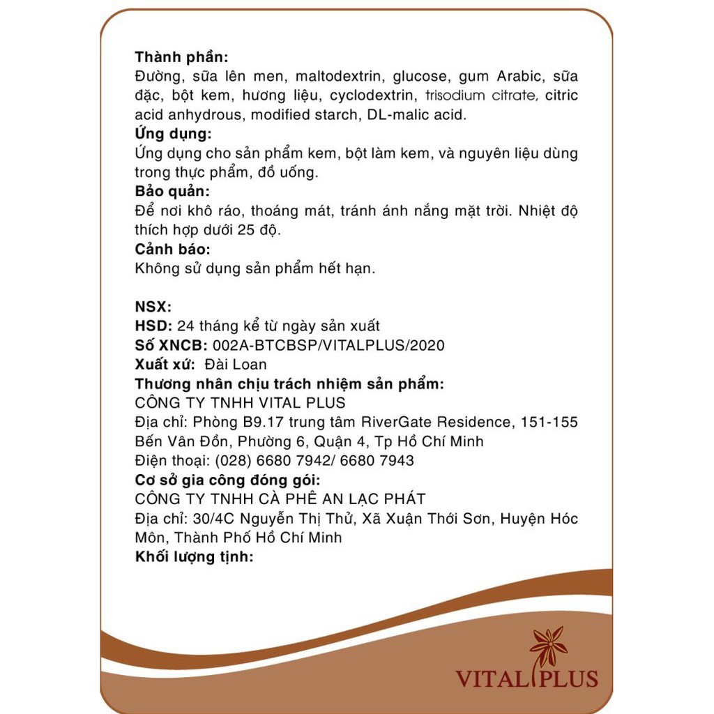 Bột Sữa Chua - Yogurt Powder - Vital Plus - Shop Nhà Anise