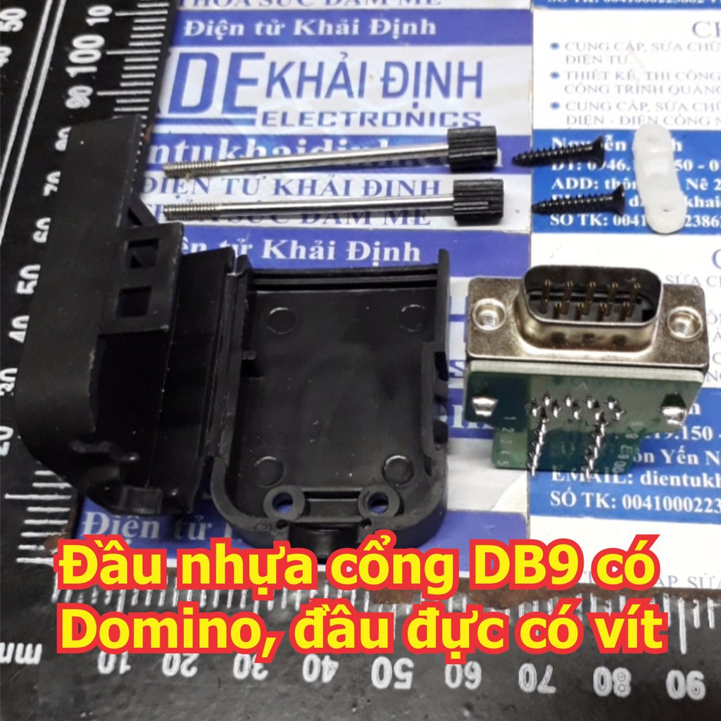 đầu nhựa cổng DB9, RS232, cổng COM có Domino giúp kết nối nhanh, không hàn, đầu cái, có vít kde5501