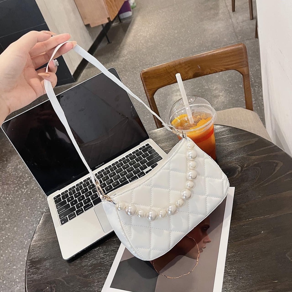 Túi xách nữ kẹp nách đeo vai phối ngọc thời trang sang trọng giá rẻ Diomi