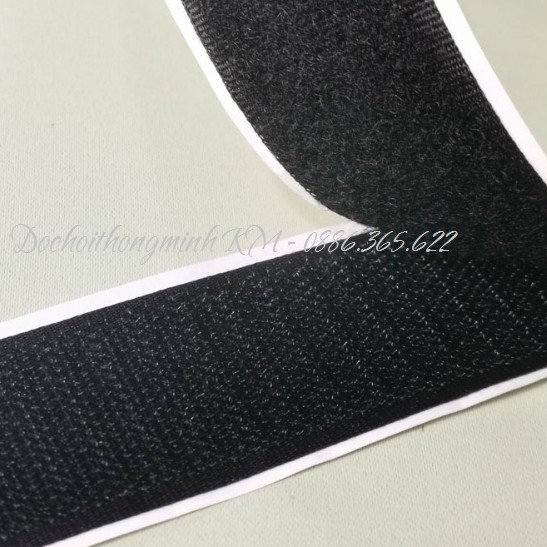 1 MET Velcro bản rộng 5cm có sẵn keo dán 2 mặt móc + bông màu đen