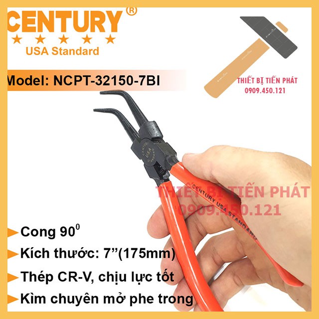 Kềm Mở Phe, Kìm Mở Phe 7" (175mm) Vô Cong Century Mã NCPT-32150-7BI, Bằng thép tốt.