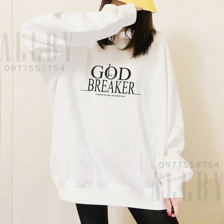 Áo sweater nam nữ God Breaker , áo hoodie nỉ unisex form rộng dài tay nỉ da cá - Allby