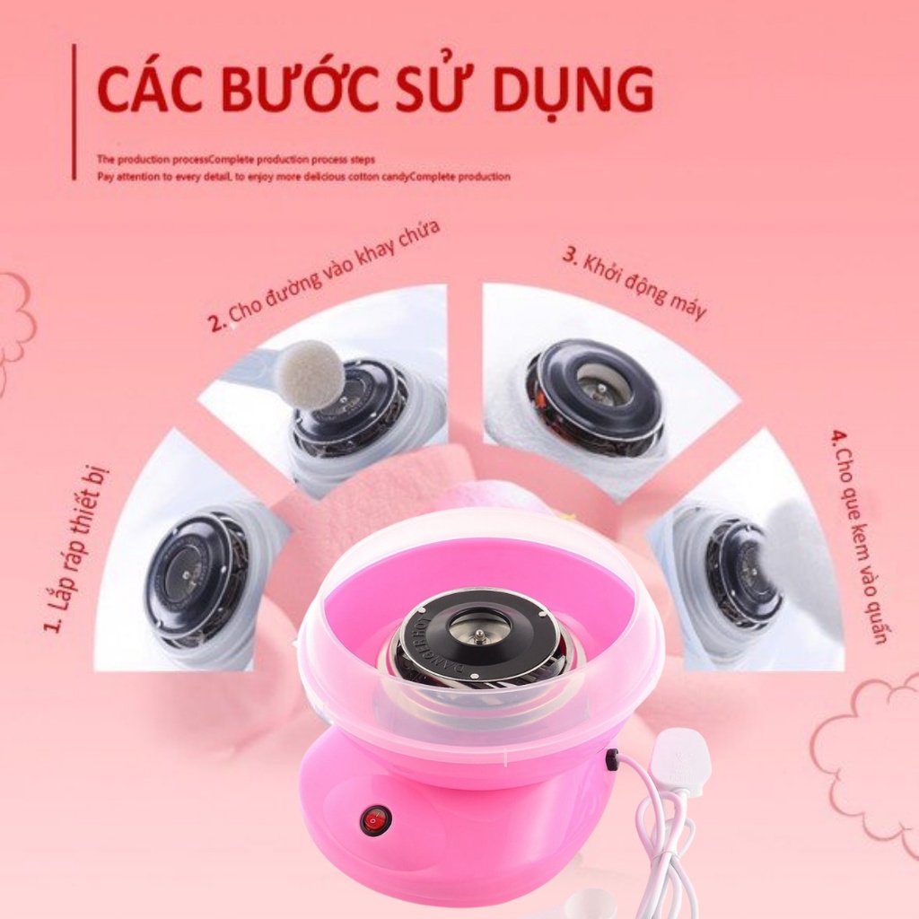 Máy làm kẹo bông gòn mini DTM thông minh cho bé CL-1288 Tặng 1 muỗng ,10 que quấn kẹo - DTM Store