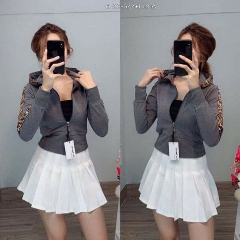 Áo Khoác Chống Nắng Lửng Nữ 5 Túi. Áo Khoác Thun Croptop Nữ