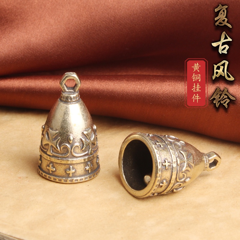 Móc khóa đồng thau hình chuông chữ thập cực đẹp may mắn độc đáo lạ phong cách bền bỉ đẹp.5H