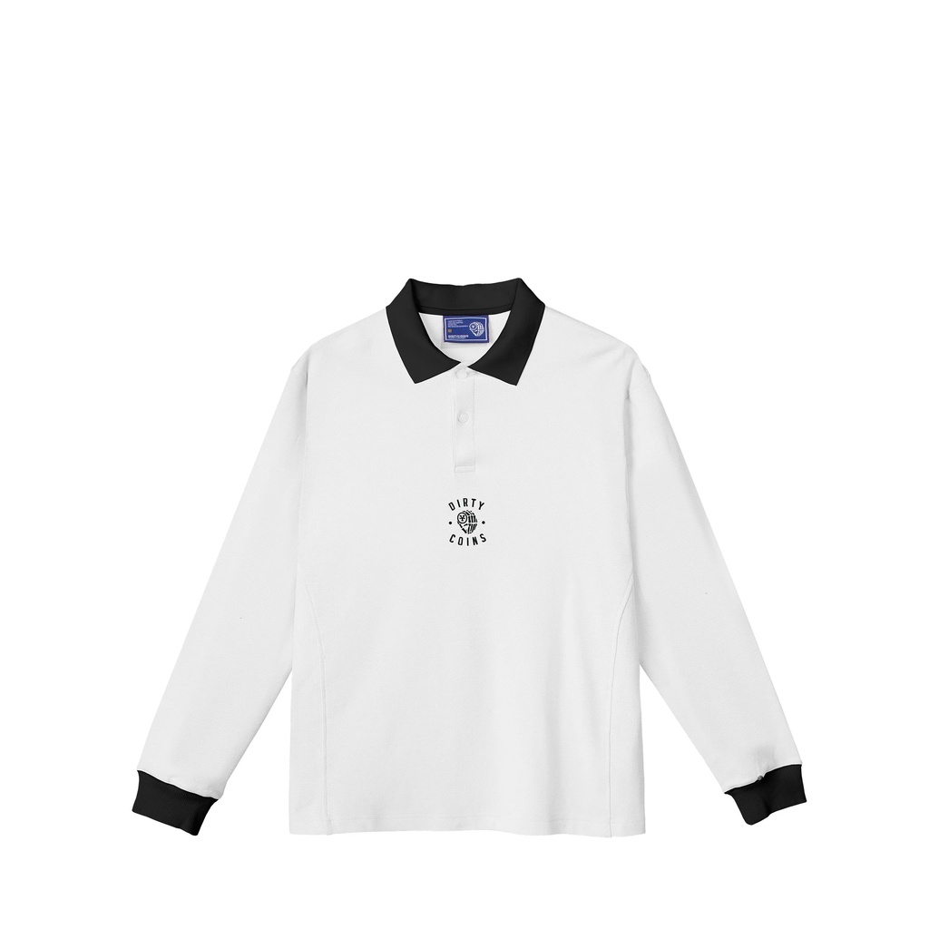 Áo Dài Tay DIRTY COINS Long Sleeve Polo Shirt Chính Hãng - Trắng