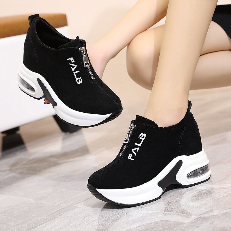 T42 giầy thể thao độn đế kéo khóa trước thời trang